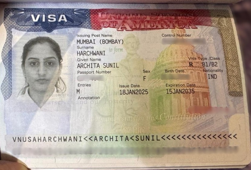 Archita Sunil Harchwani Visa